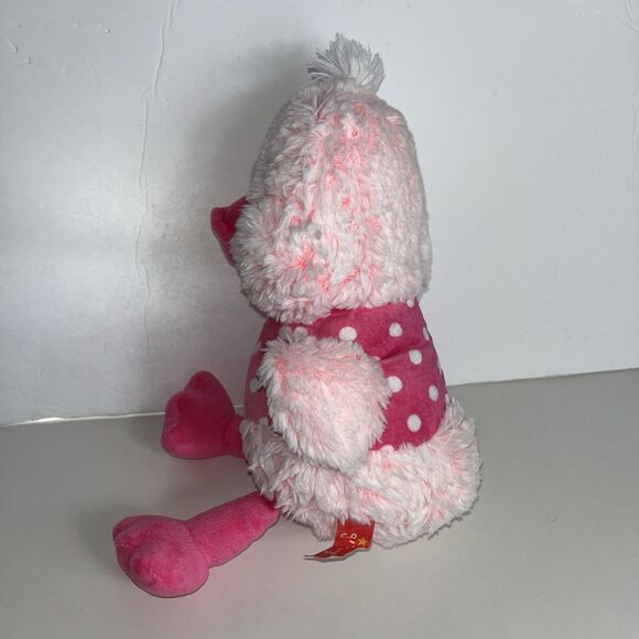 Gitzy Pink Duck Plush Stuffed Animal Baby Toy White Polka Dots Rattle Duckie 13” - Picture 2 of 8